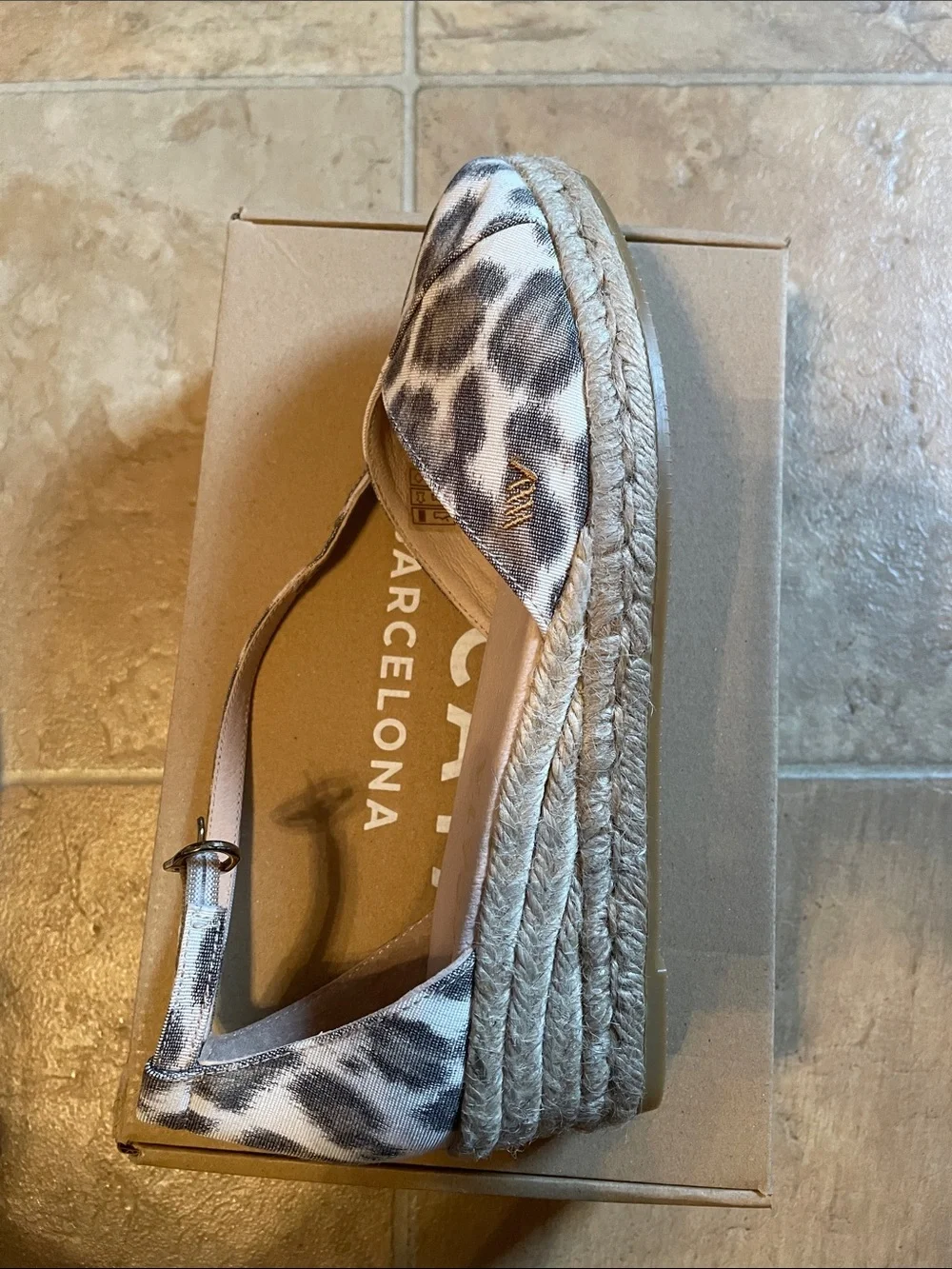 VISCATA Leopard Print Ankle-Strap Espadrilles - Neutral
